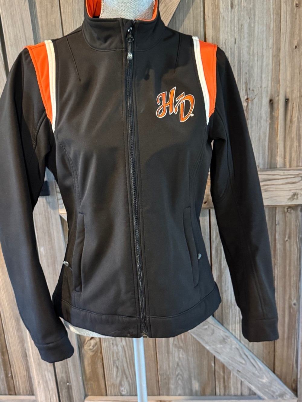 Harley Davidson CORE RCS Soft Shell Windproof Jacket Black Orange Small